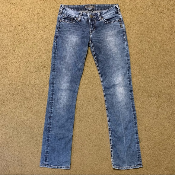 Silver Womens Berkeley Straight Leg Denim Jeans Size 28 Western Cowgirl Classic - Picture 1 of 13